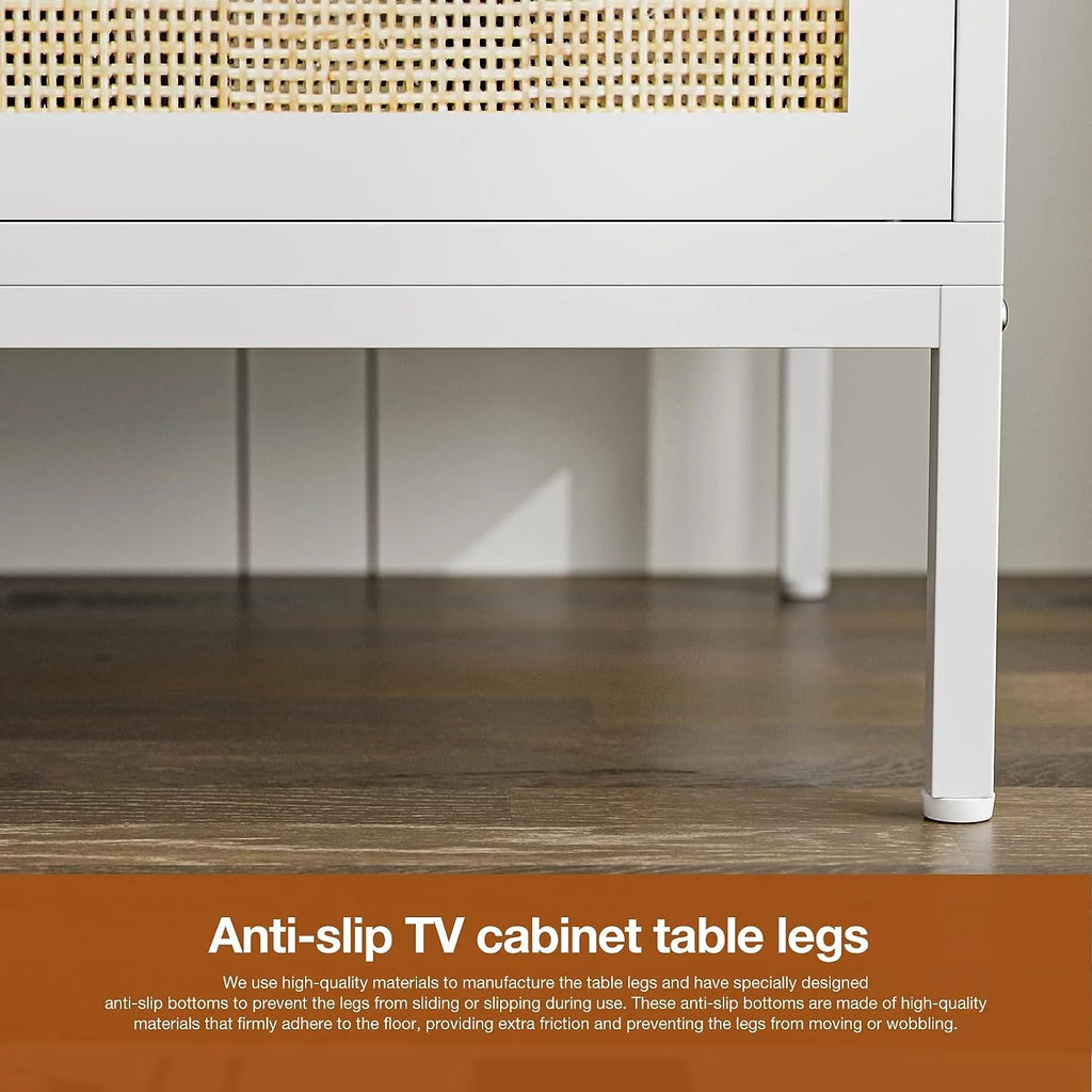 White Rattan TV Stand for 65 Inch TV W33137