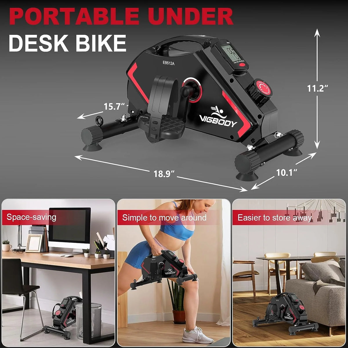 Under Desk Magnetic Mini Exercise Bike Y76382