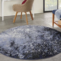 Light Blue Black Round Area Rug Z1821