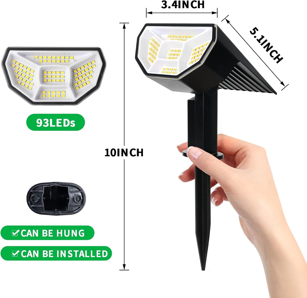 4 Pack Solar Spot Lights Outdoor Waterproof 3000K Warm Light J242037