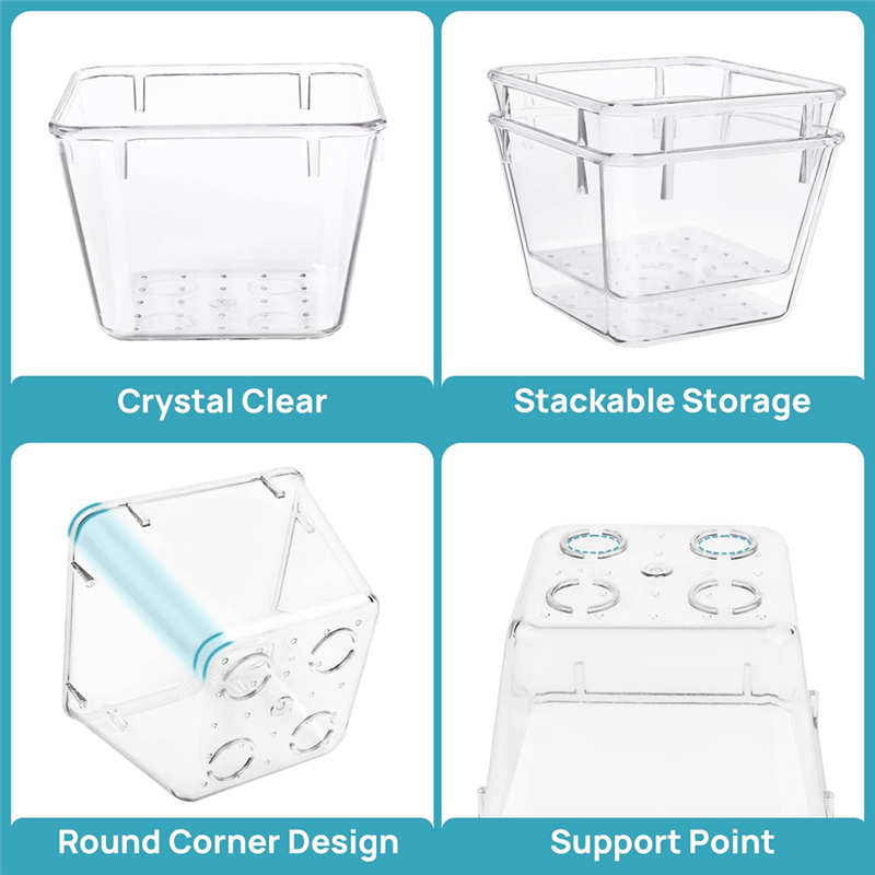 15PCS Clear Plastic Drawer Organizer Set Storage Bins B9447
