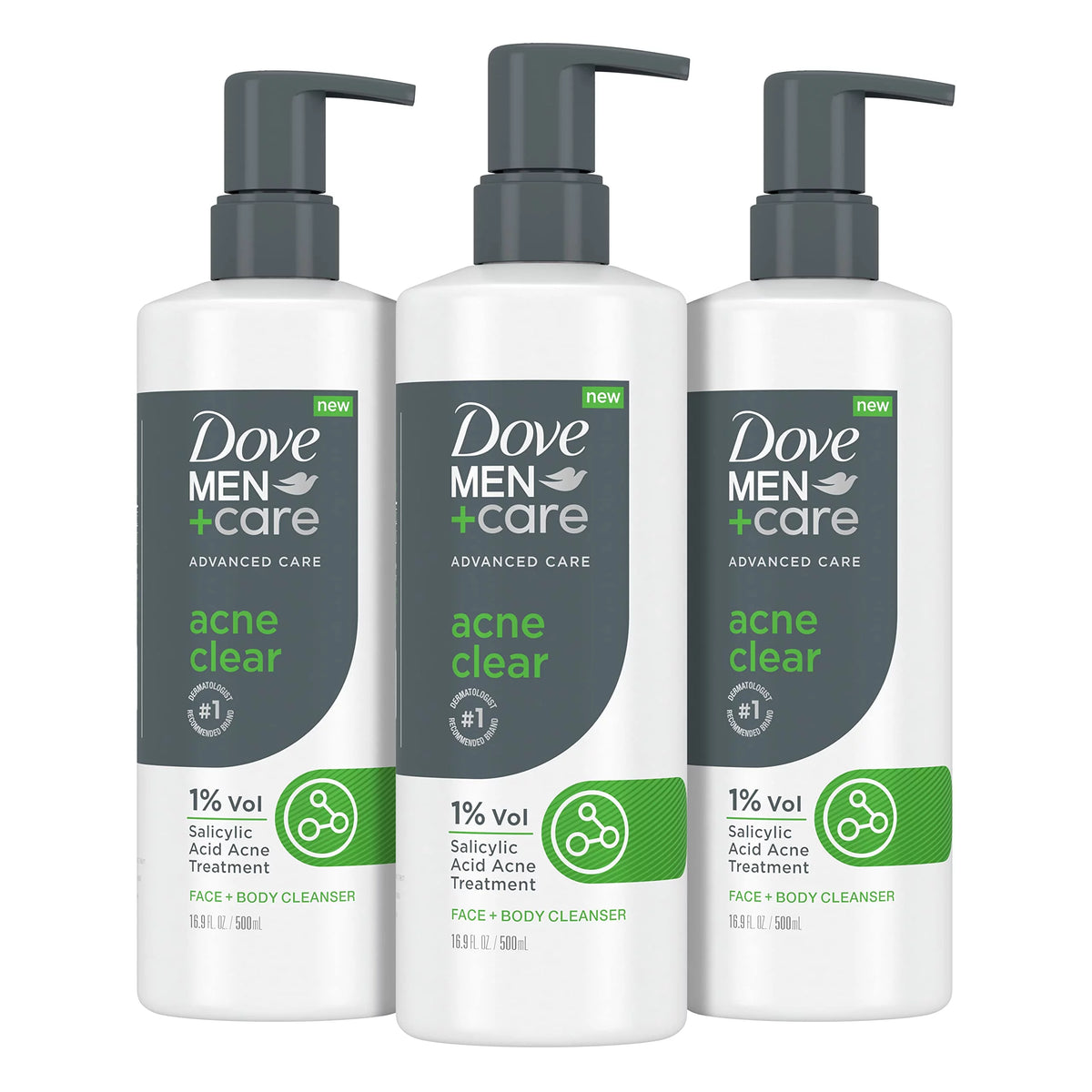 3 Count 1% Salicylic Acid Face + Body Cleanser 16.9 Oz B5800