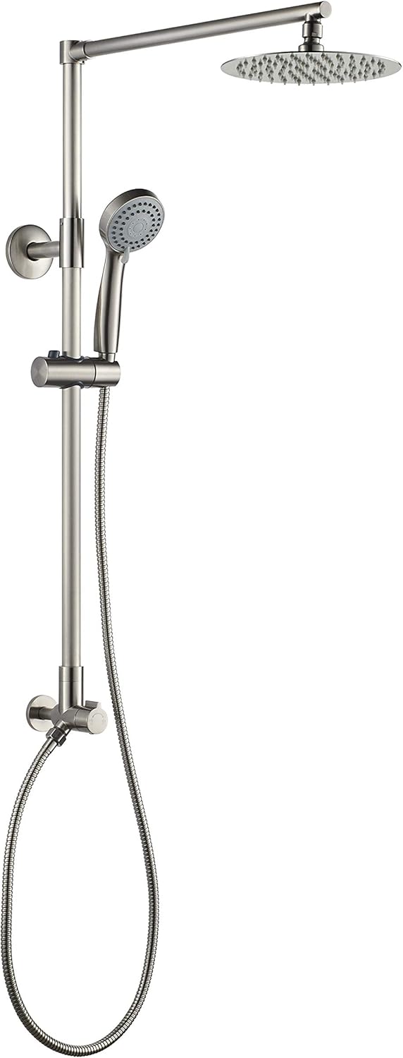 3-Setting Handheld Shower Combo with Slide Bar, 8 Shower Head, 2.5 GPM Brushed Nickel C103