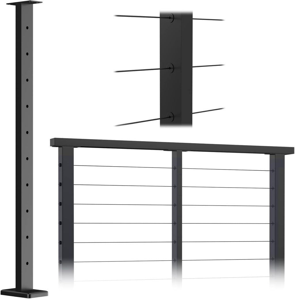 36x1x2 Stainless Steel Black Powder Coated Cable Railing Post O75475