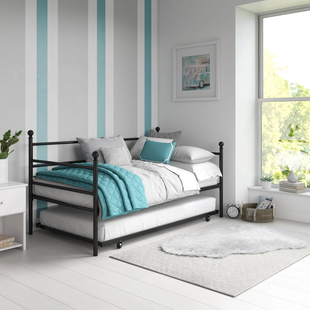 Black Metal Daybed with Trundle, Twin Size Z699
