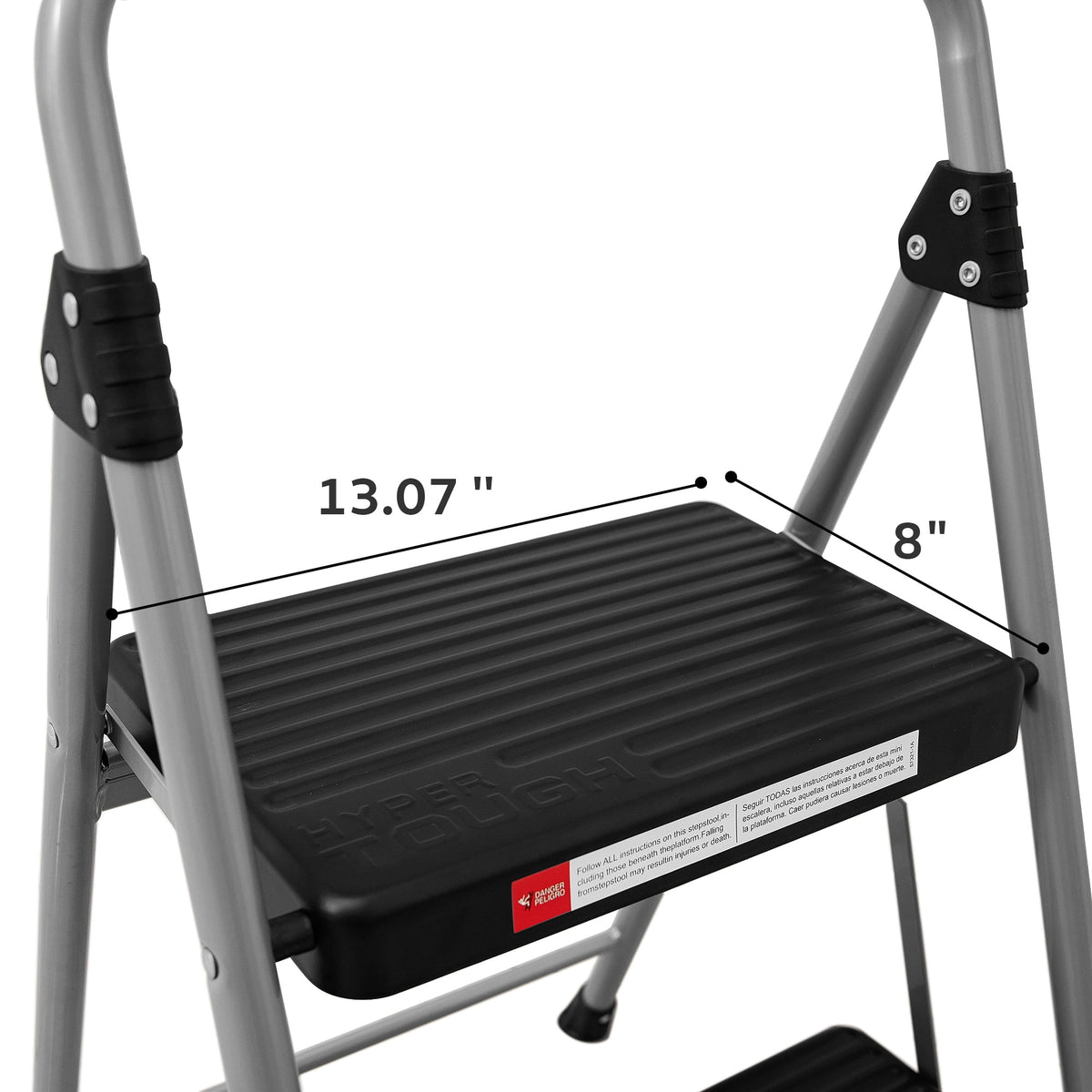 Gray & Black 2-Step Steel Foldable Step Stool T8928