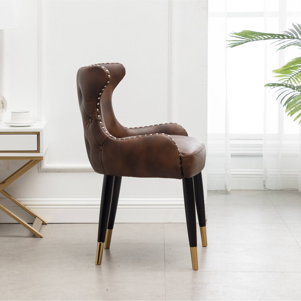Brown Faux Leather Tufted Accent Chair C274851