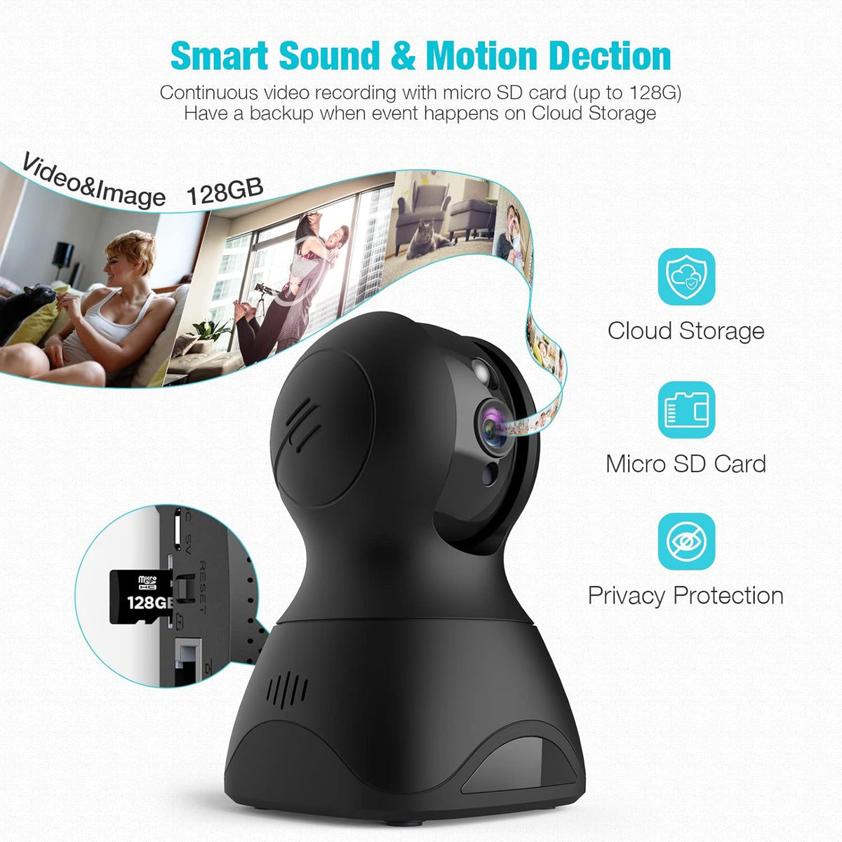 1080P Indoor WiFi Pet Camera with 2-Way Audio and Night Vision A87630