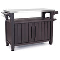 Brown Outdoor Kitchen Bar Rolling Cart with Storage Cabinet T493777