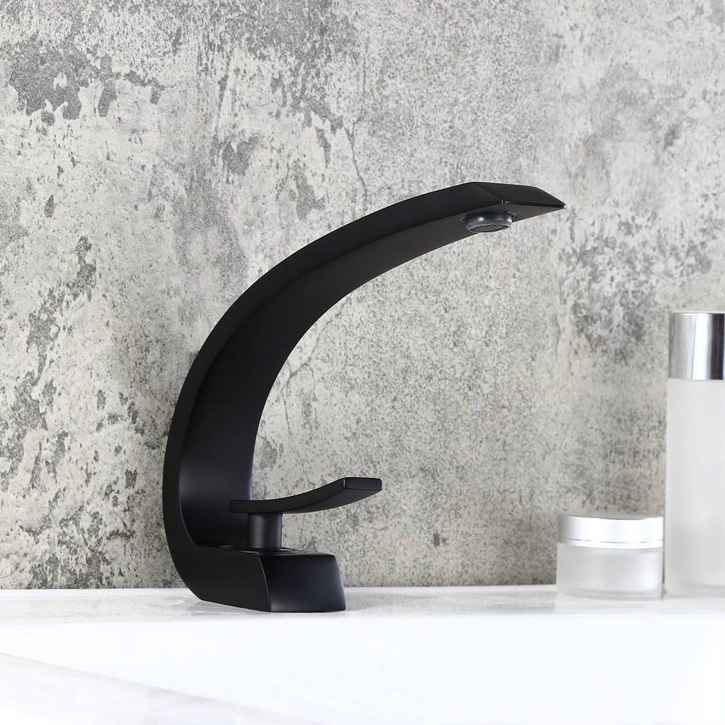 Matte Black 1-Handle Sink Faucet with Pop Up Drain D836