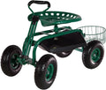 Green Garden Cart with Swivel Seat & Utility Tool Tray K515