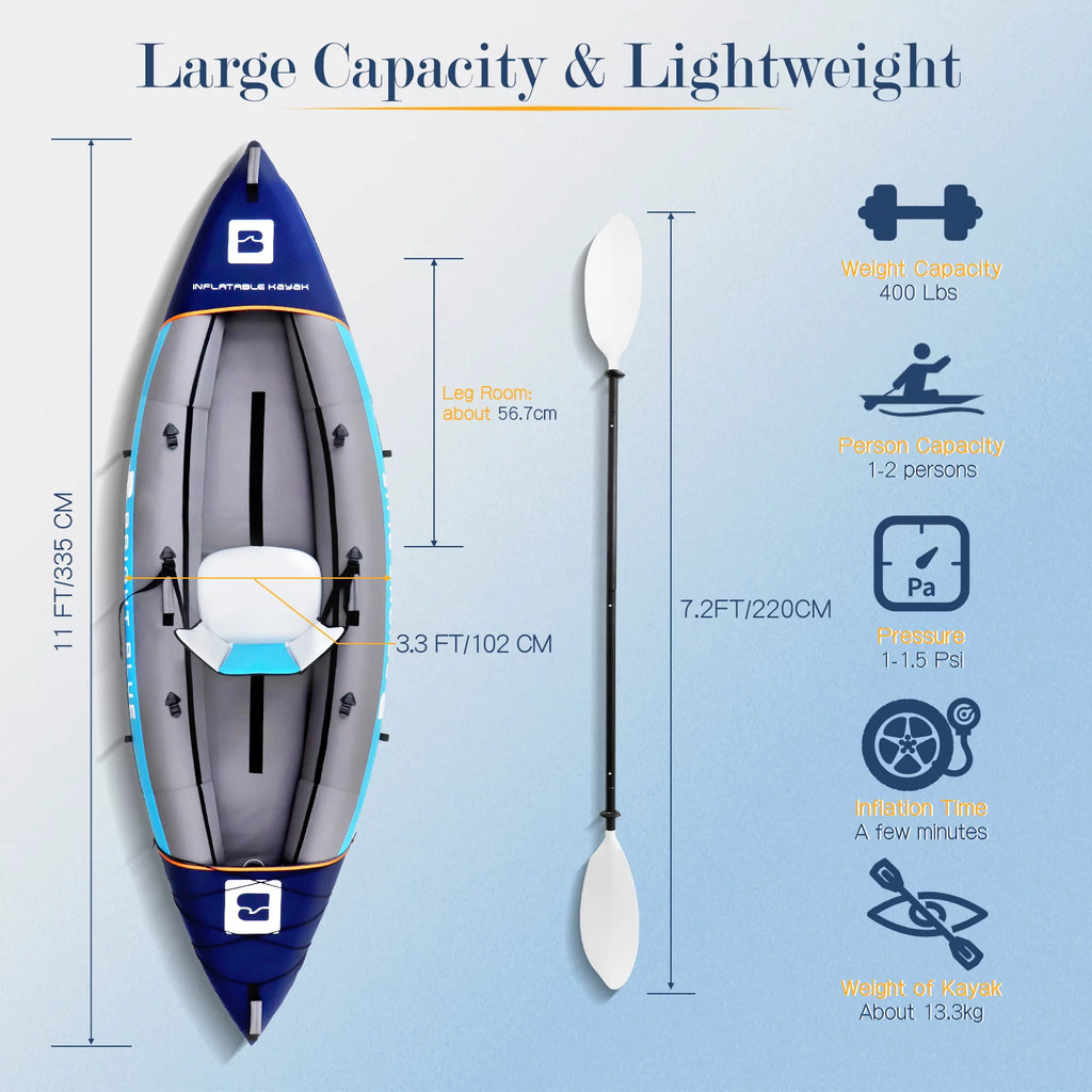 2 Person Inflatable Kayak Blue N916413