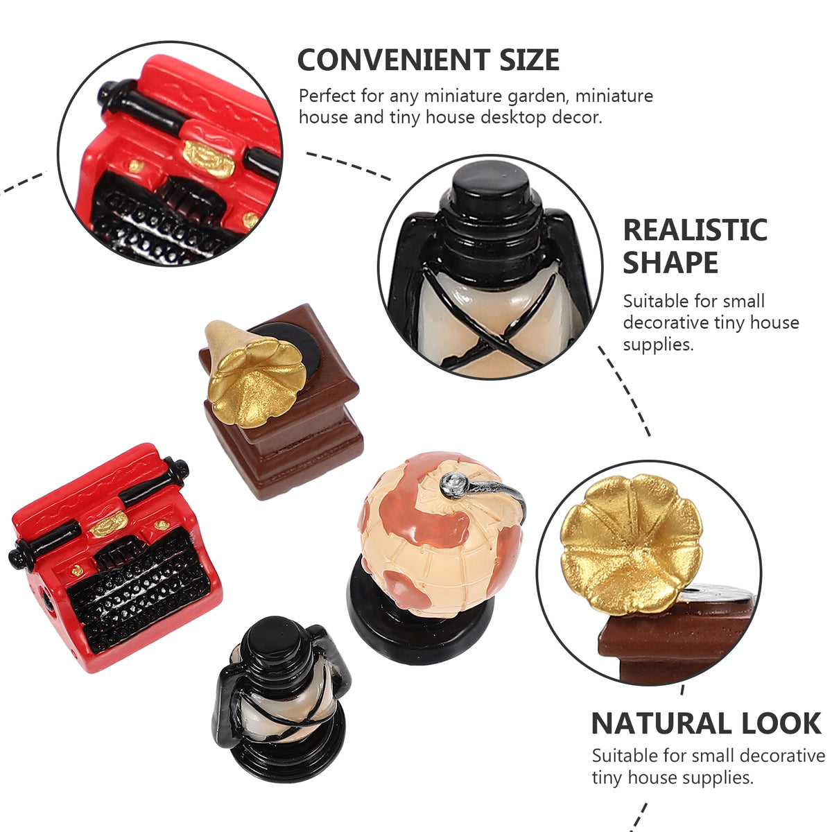 16 Pcs Resin Dollhouse Phonograph Model J15720
