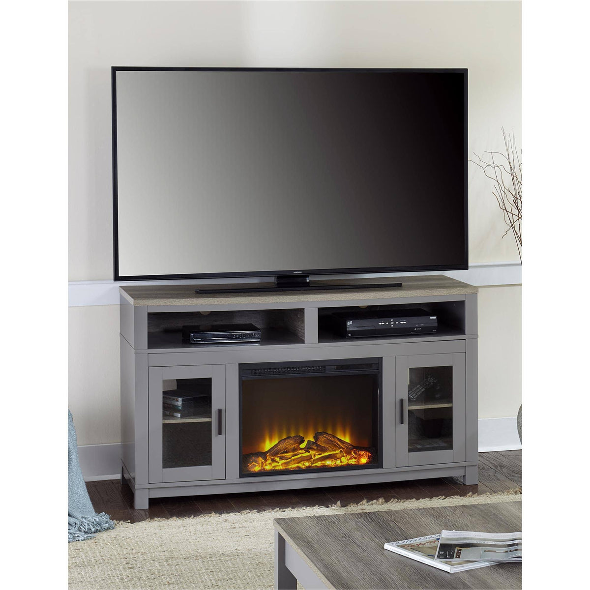 White Electric Fireplace 60 in. TV Stand G90291