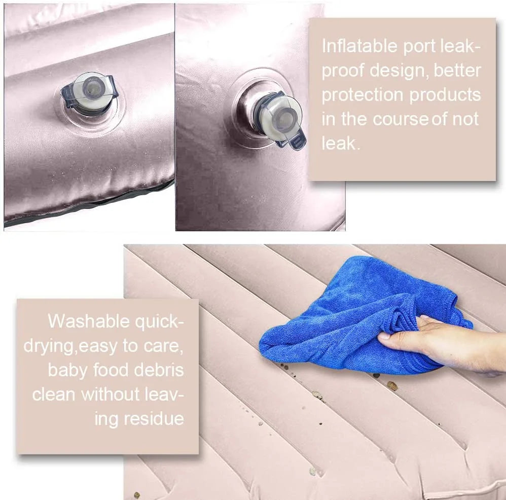 Car Bed Air Mattress with Motor Pump, Two Pillows, Natural Beige O803529