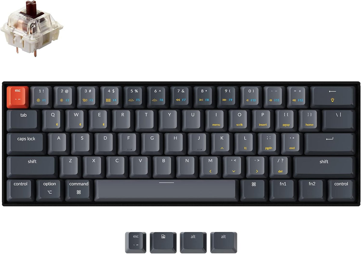 Compact 61-Key Bluetooth Wireless Mechanical Keyboard with Brown Switch V520292