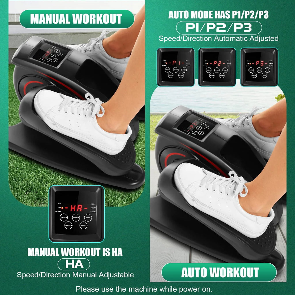 Under Desk Elliptical Machine Seated Pedal Exerciser with LCD Display E9646