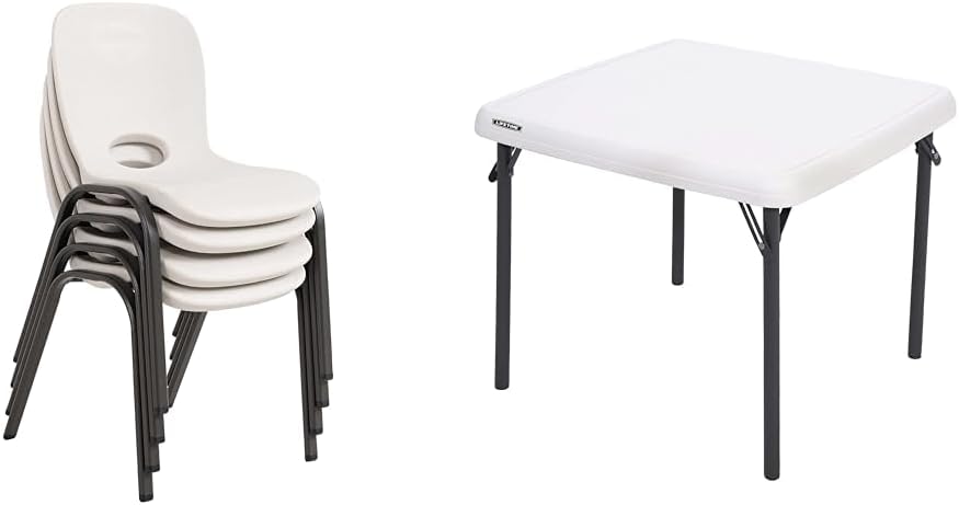 Kids Stacking Chair and Kids Folding Table, Almond P544269
