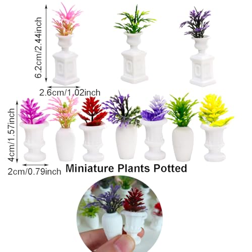10PCS Mini Flowers Miniatures for Fairy Garden Figurines Accessories Tiny Potted Plants V485698