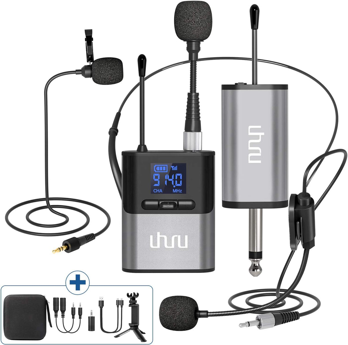 Wireless Lavalier Microphone, 3 in 1 Wireless Microphone, Bodypack Transmitter & Receiver, Pack of 2 L594321