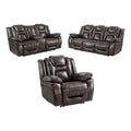 Brown Faux Leather Dual Power 3PC Set P4917