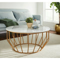 Modern Coffee Table with Real Marble Top and Gold Base R48523