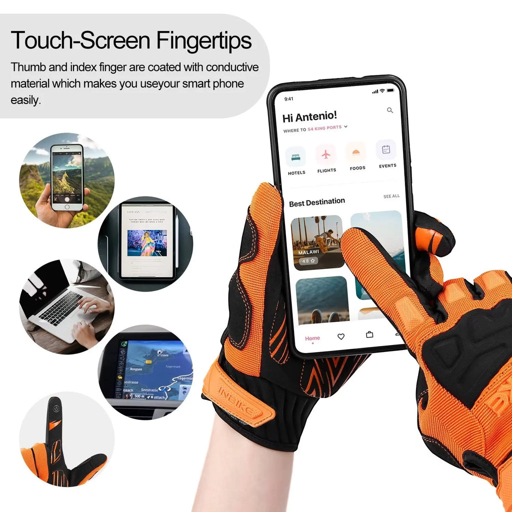 Orange Medium MTB Touchscreen Bike Gloves X832984