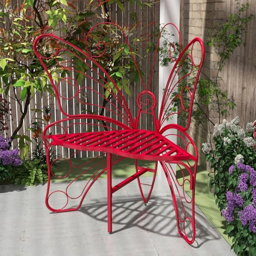 Black Metal Butterfly Outdoor Bench S530017