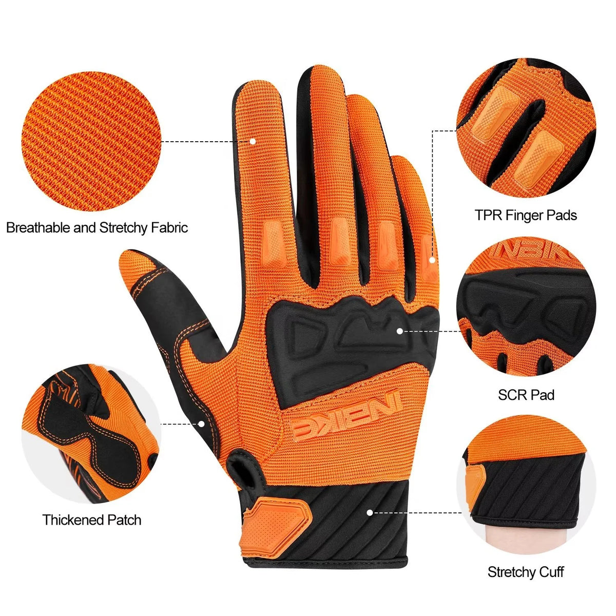 Orange Medium MTB Touchscreen Bike Gloves X832984