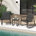 3 Piece Patio Rocking Set 2 Rocking Bistro Chairs & Glass-Top Table H30564