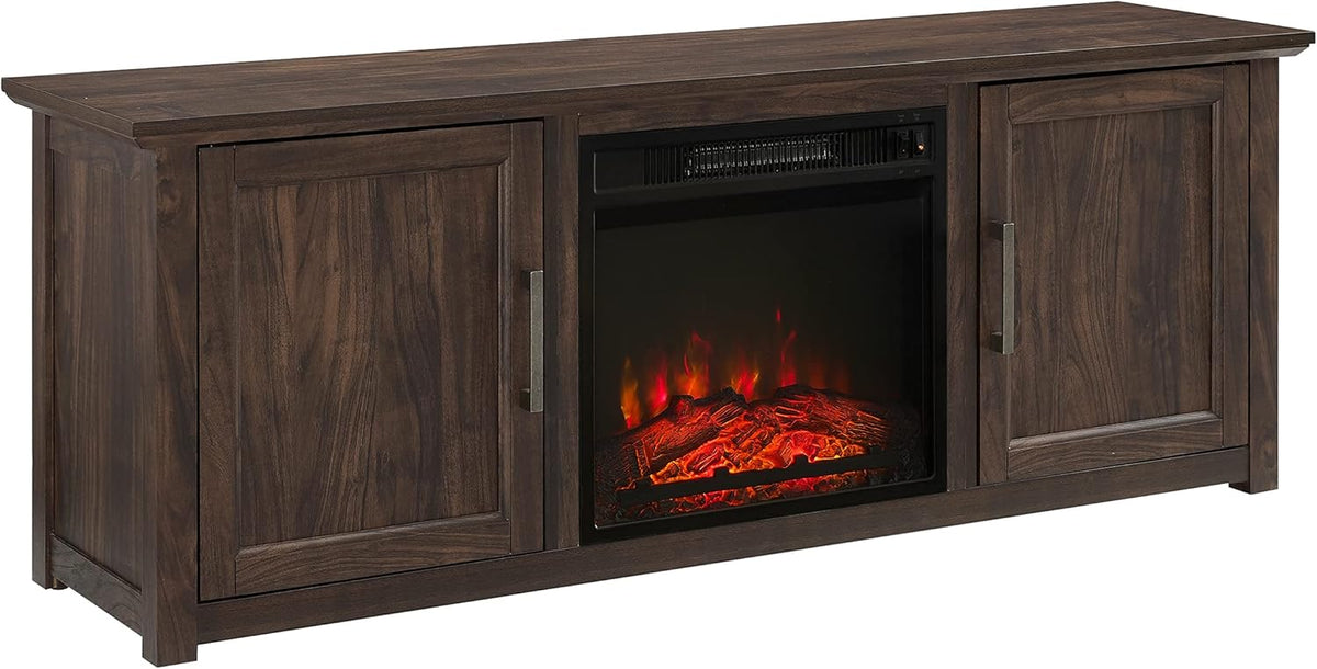 Dark Walnut TV Stand with Electric Fireplace R167617