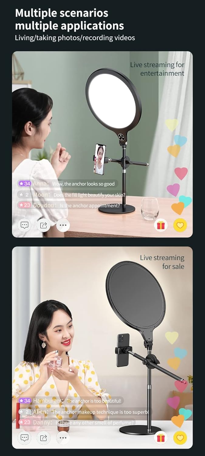 LED Video Conference Lighting Kit with Phone Mount and Adjustable Fill Light O4296