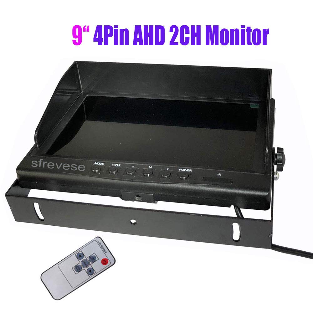 9" 4Pin IPS HD DVR 2CH Split Car Rear View Monitor + 2x AHD 1080P Reversing Backup Camera Waterproof 12V-24V A4852