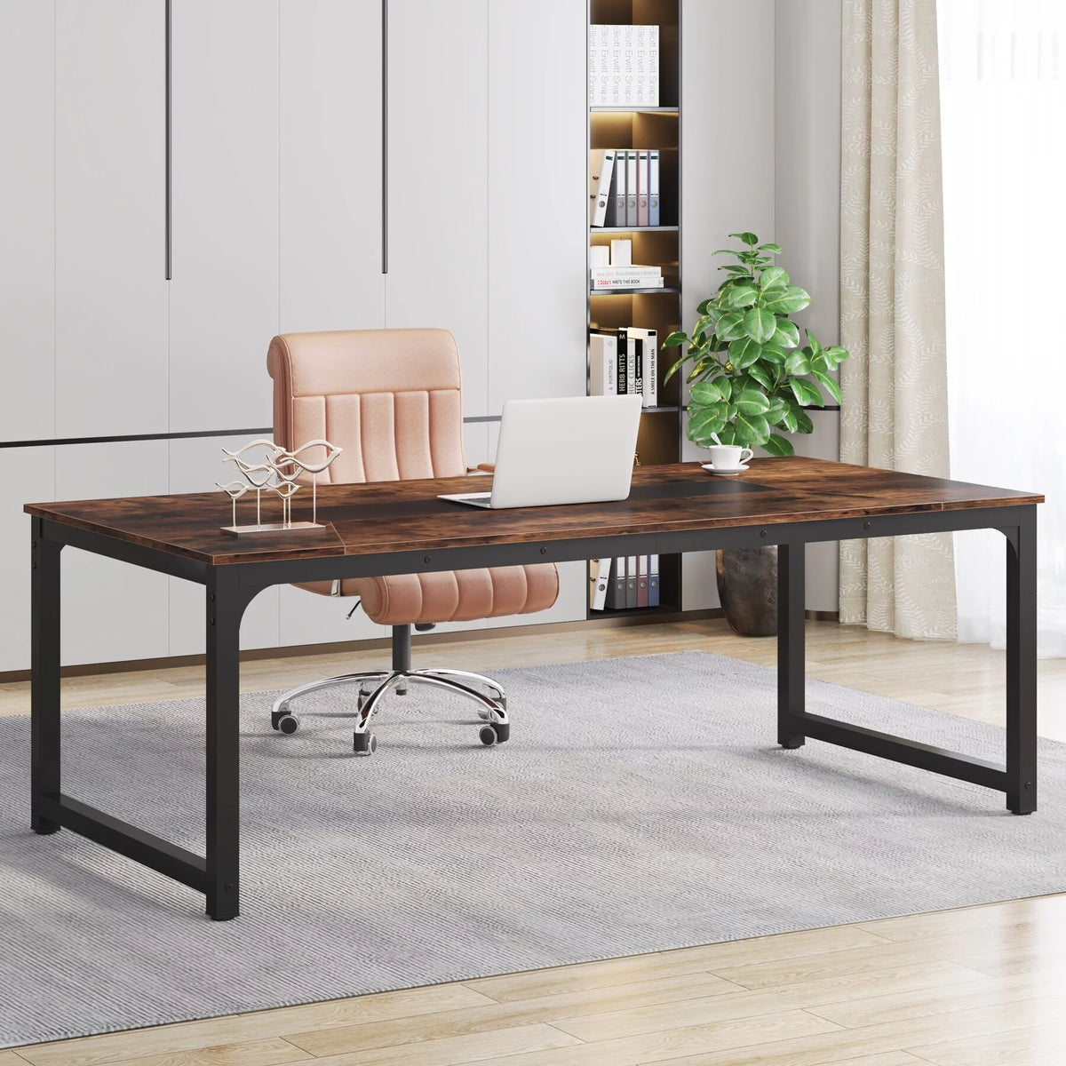 78.7" Rustic Brown Computer Office Desk S18157