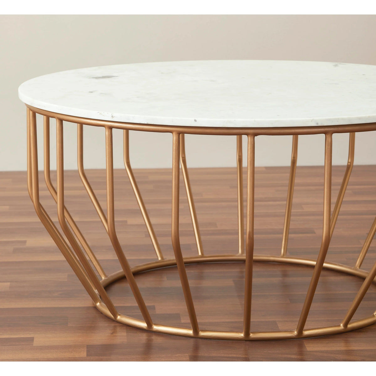 Modern Coffee Table with Real Marble Top and Gold Base R48523
