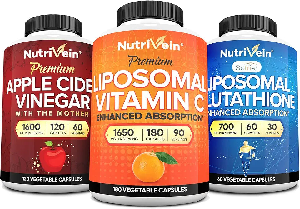 Glutathione, Apple Cider Vinegar & Vitamin C Capsules Bundle L50207