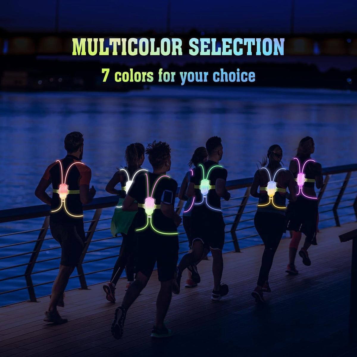 7 Lights Colors Rechargeable LED Reflective Vest V1421