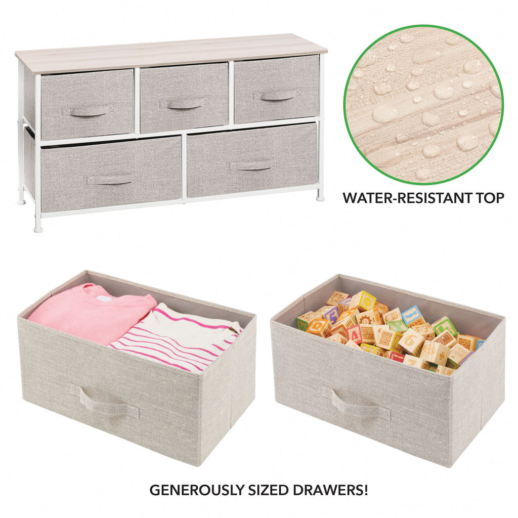 Wide 5 Removable Fabric Drawers Storage Dresser O153425