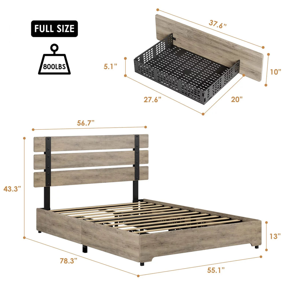 Queen Bed Frame with 4 Storage Drawers Y449