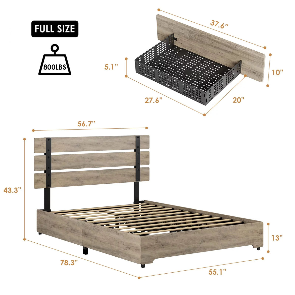 Queen Bed Frame with 4 Storage Drawers Y449