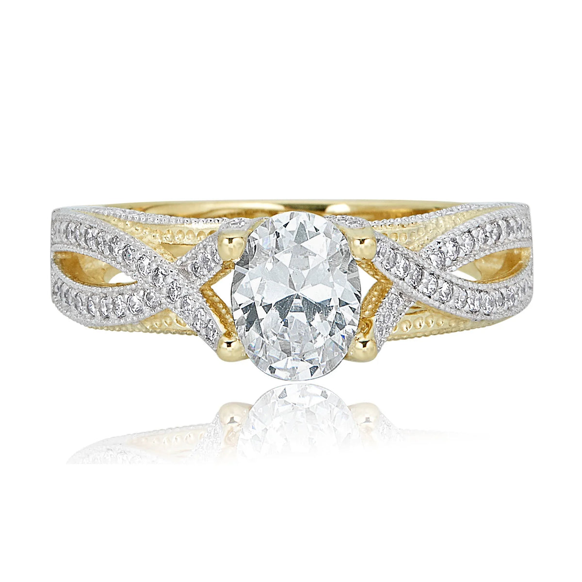 10K Yellow Gold Oval-shaped 1.25 Carat Simulated Diamond CZ Ring R539502