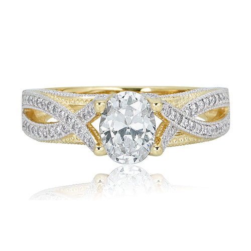 10K Yellow Gold Oval-shaped 1.25 Carat Simulated Diamond CZ Ring R539502