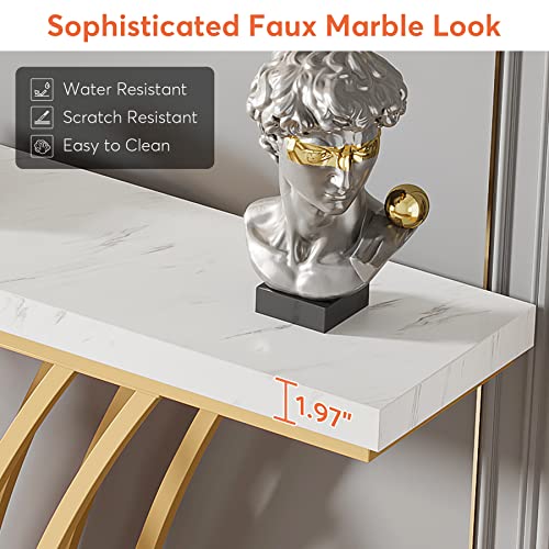 59 inch Gold Console Table with Grid-Shaped Metal Base F40646