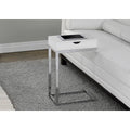 Glossy White Chrome Metal Accent Table with Drawer N98790