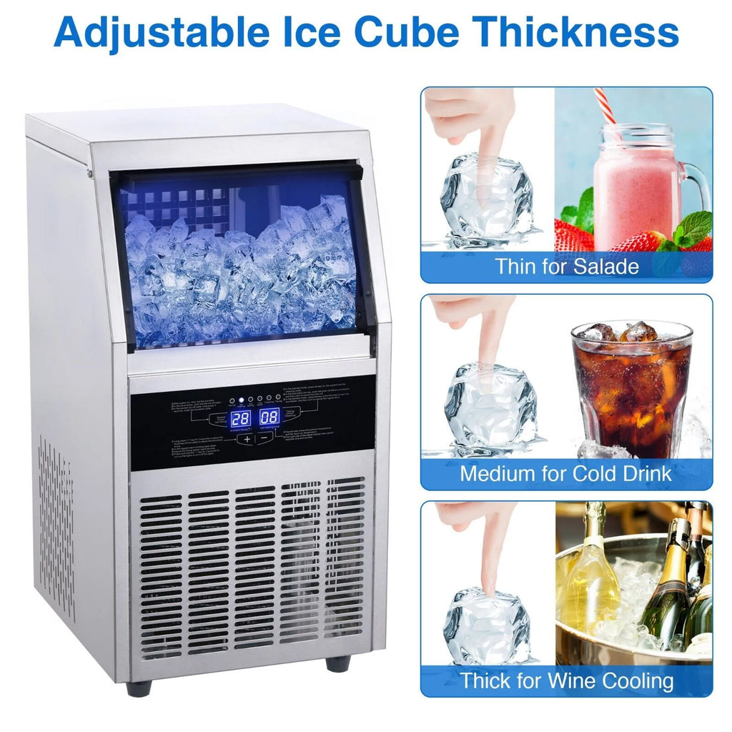 Commercial Ice Maker 90lb Stainless Steel Built-in Cube Machine K22032