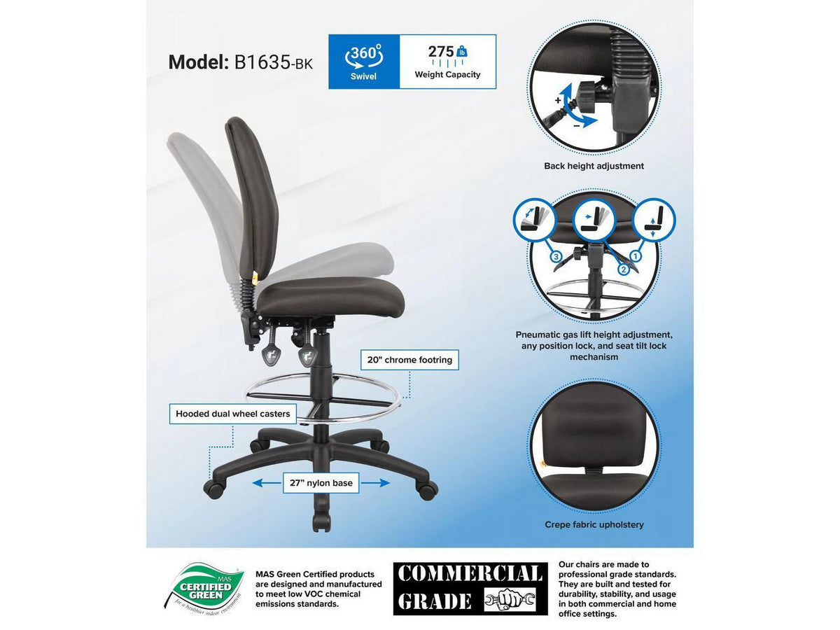 Black Multi Function Task Chair P324