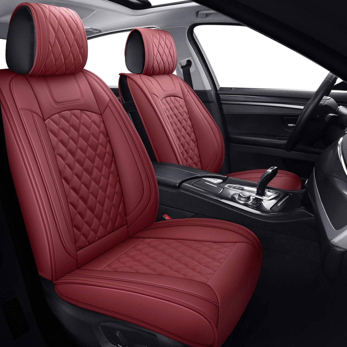 Waterproof Faux Leather Car Front Seat Covers 2 PCS Black S103