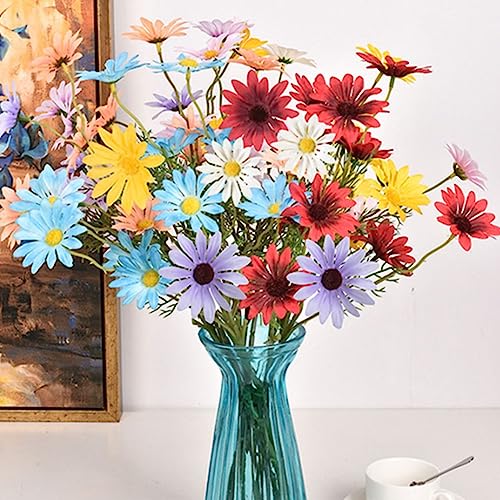 12 Bundles Artificial Silk Daisy UV Resistant Outdoor Fake Wildflowers with Stems Greenery Shrubs Plants (orange) M223