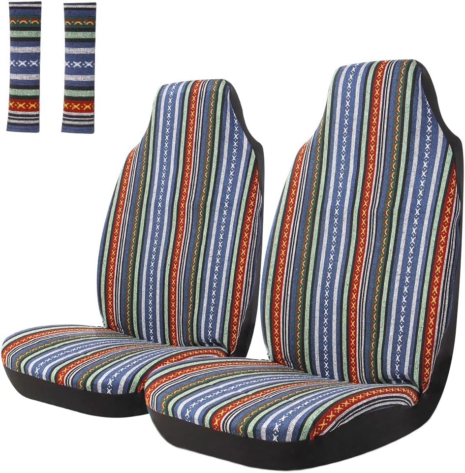 Colorful 4pc Front Seat Covers with Seat-Belt Pad Protectors Q561