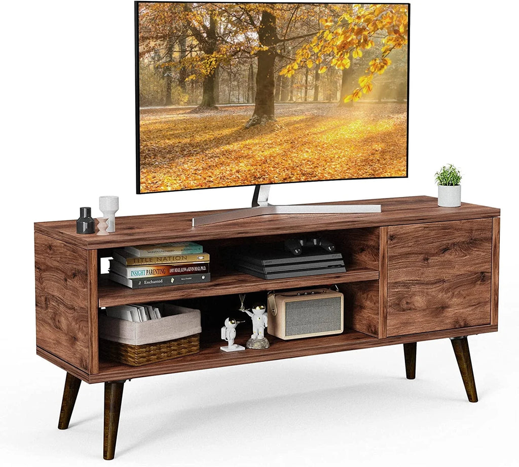 Walnut TV Stand with Storage Cabinet for TVs up to 55 inch W95931